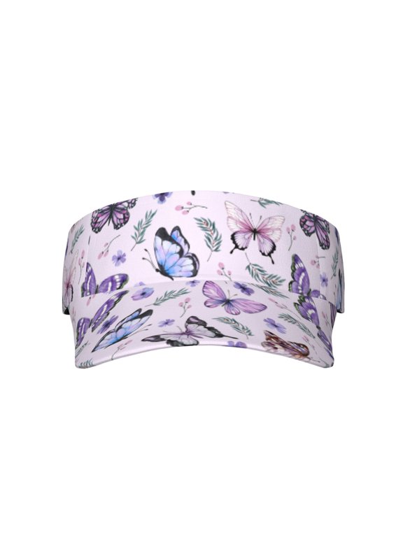 Butterflies Visor Hats for Women with Print - Adjustable Sports Sun Hat, Breathable Polyester, Unisex Casual & Outdoor Cap