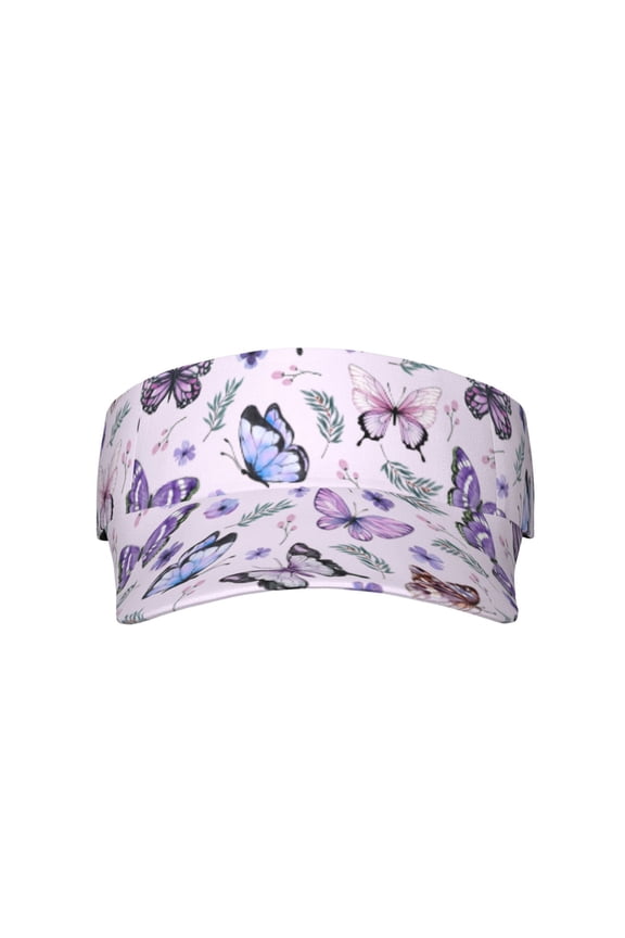 Butterflies Visor Hats for Women with Print - Adjustable Sports Sun Hat, Breathable Polyester, Unisex Casual & Outdoor Cap