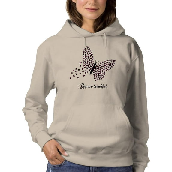 Butterflies W Leopard Print Hoodie Women -Image by Shutterstock, Female 3X-Large