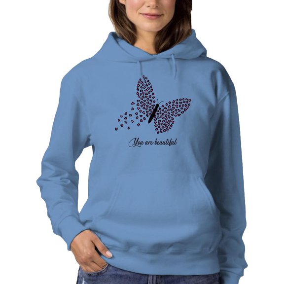 Butterflies W Leopard Print Hoodie Women -Image by Shutterstock, Female 5X-Large