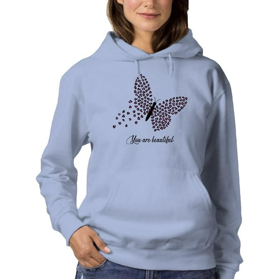 Butterflies W Leopard Print Hoodie Women -Image by Shutterstock, Female Small