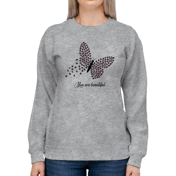 Butterflies W Leopard Print Sweatshirt Women -Image by Shutterstock, Female XX-Large