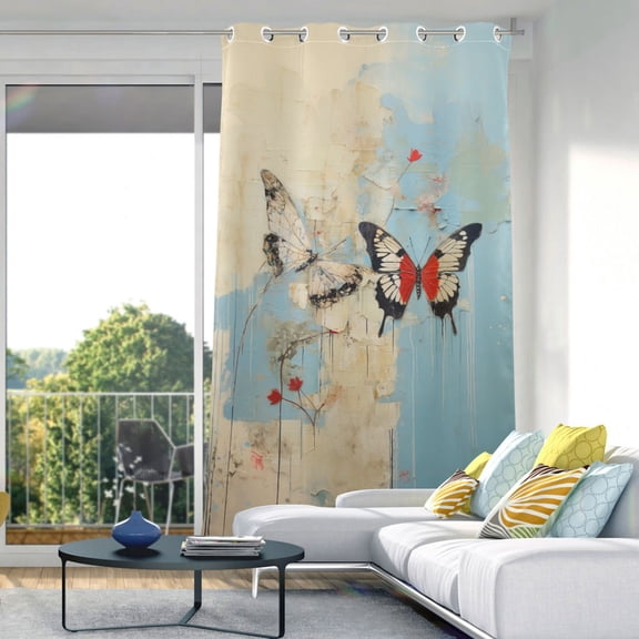 Butterflies Wall Blackout Curtain Panels Drapes Privacy Assured with Light Filtering Curtains for Living room Bedroom Bathroom Window
