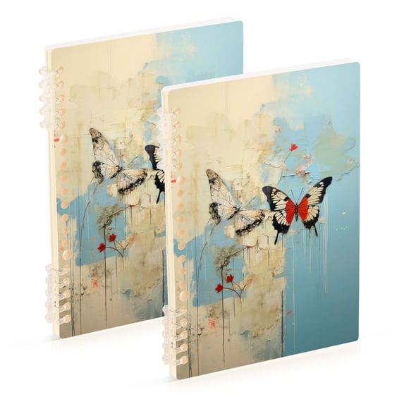 Butterflies Wall Ring Binder Notebook Journey Note Diary College Ruled Spiral Notebook Study Loose Leaf Paper A5 60 Pages