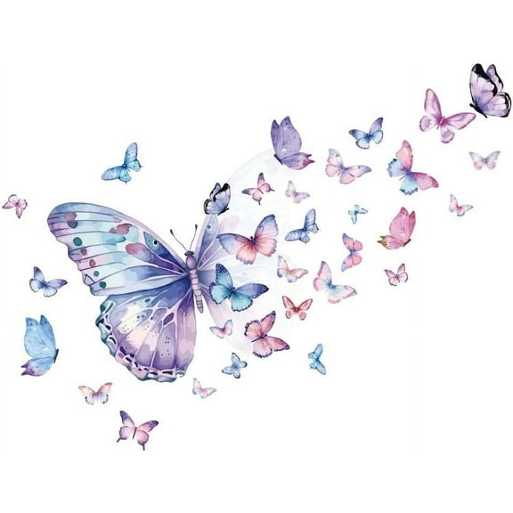 Butterflies Wall Stickers Butterfly Wall Decals Vinyl Nursery Large Size Colorful Butterfly Wall Art DIY Vinyl Murals Peel and Stick Wall Decoration for Bedroom Living Room Room DIY Making