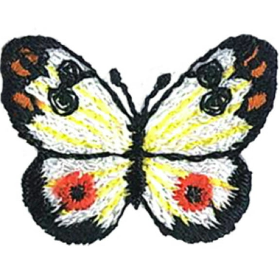Butterflies White - Mini Patch - Sew Iron on, Original Embroidered Artwork - Patch - 0.75" x 1"