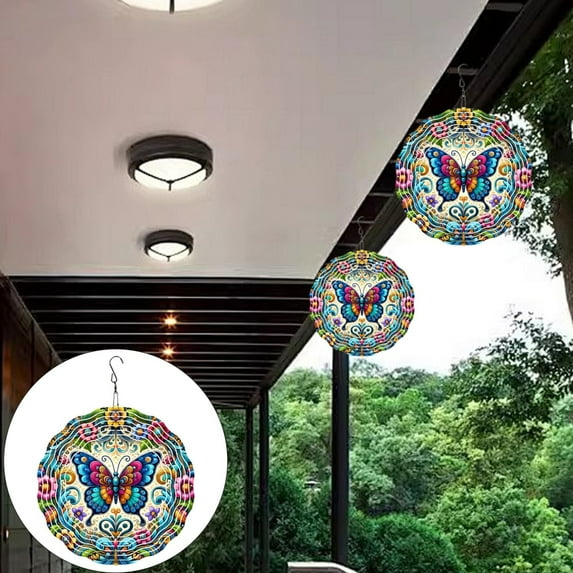 Butterflies Wind Spinners,Outdoor Garden Decor，Wind Chimes for Outside, Wind Spinners Outdoor Colorful Butterflies Hanging Decor,Ornaments Kinetic Yard Art, Unique Gifts for Women, 11.81Inches
