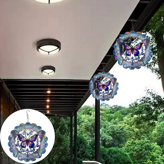 Butterflies Wind Spinners,Outdoor Garden Decor,Wind Chimes for Outside, Wind Spinners Outdoor Colorful Butterflies Hanging Decor,Ornaments Kinetic Yard Art, Unique Gifts for Women, 11.81Inches