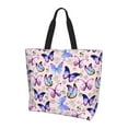 thumbnail image 1 of Butterflies Women's Tote Bags Reusable Grocery Shopping Bag Foldable for Beach Gym Work Daily Carry All, 1 of 6