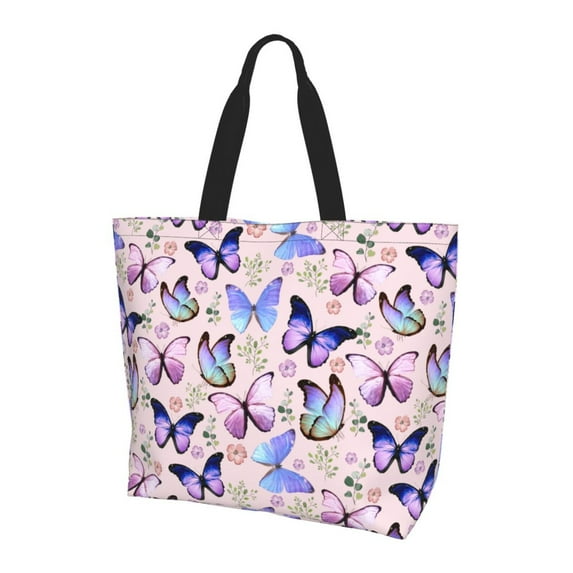 Butterflies Women's Tote Bags Reusable Grocery Shopping Bag Foldable for Beach Gym Work Daily Carry All
