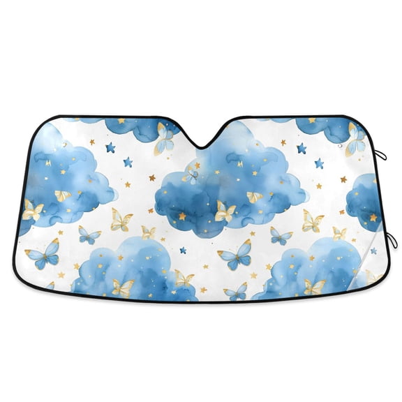 Butterflies and Cloud Car Windshield Sun Shade Foldable Car Front Window Visor Heat and UV Protection 53x23.5