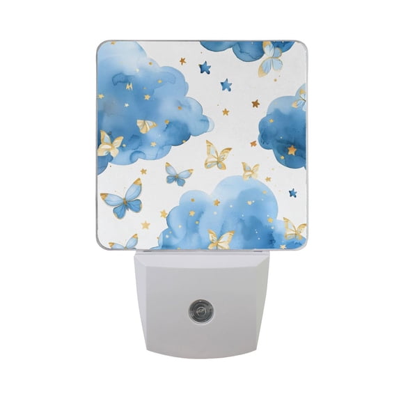 Butterflies and Cloud Night Light 2 Pack LED Nightlight Plug into Wall Dusk to Dawn Sensor Soft White