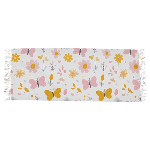 Butterflies and Daisies Women's Cold Weather Scarves Lightweight Warm Fashion Scarves, Breathable 86.6''x30.7''