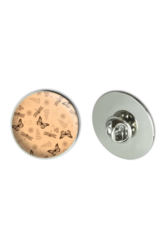Butterflies and Dragonflies Flower Insect Pattern Metal 1.1" Tie Tack Hat Lapel Pin Pinback