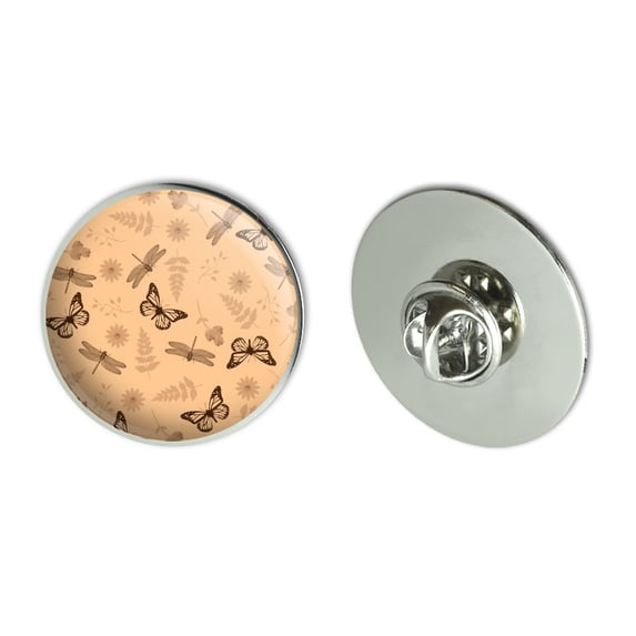 Butterflies and Dragonflies Flower Insect Pattern Metal 1.1" Tie Tack Hat Lapel Pin Pinback