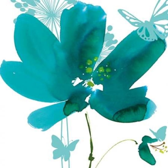 Butterflies and Flowers Canvas Art - Summer Thornton (24 x 24)