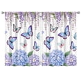 thumbnail image 1 of Butterflies and Purple Hydrangeas Curtains-blackout Curtains Bedroom Decor Living Room Darkening Grommet Window Drapes 2 Panels Set 41"x63", 1 of 2