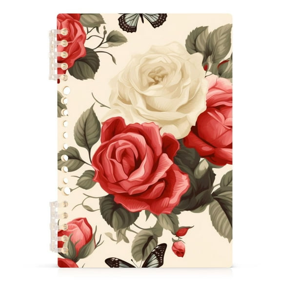 Butterflies and Rose Bouquet Spiral Notebooks 60 Sheets 120 Pages A5 Journal Notepad 8.3x5.7 Inch Thick Adjustable College Ruled Paper