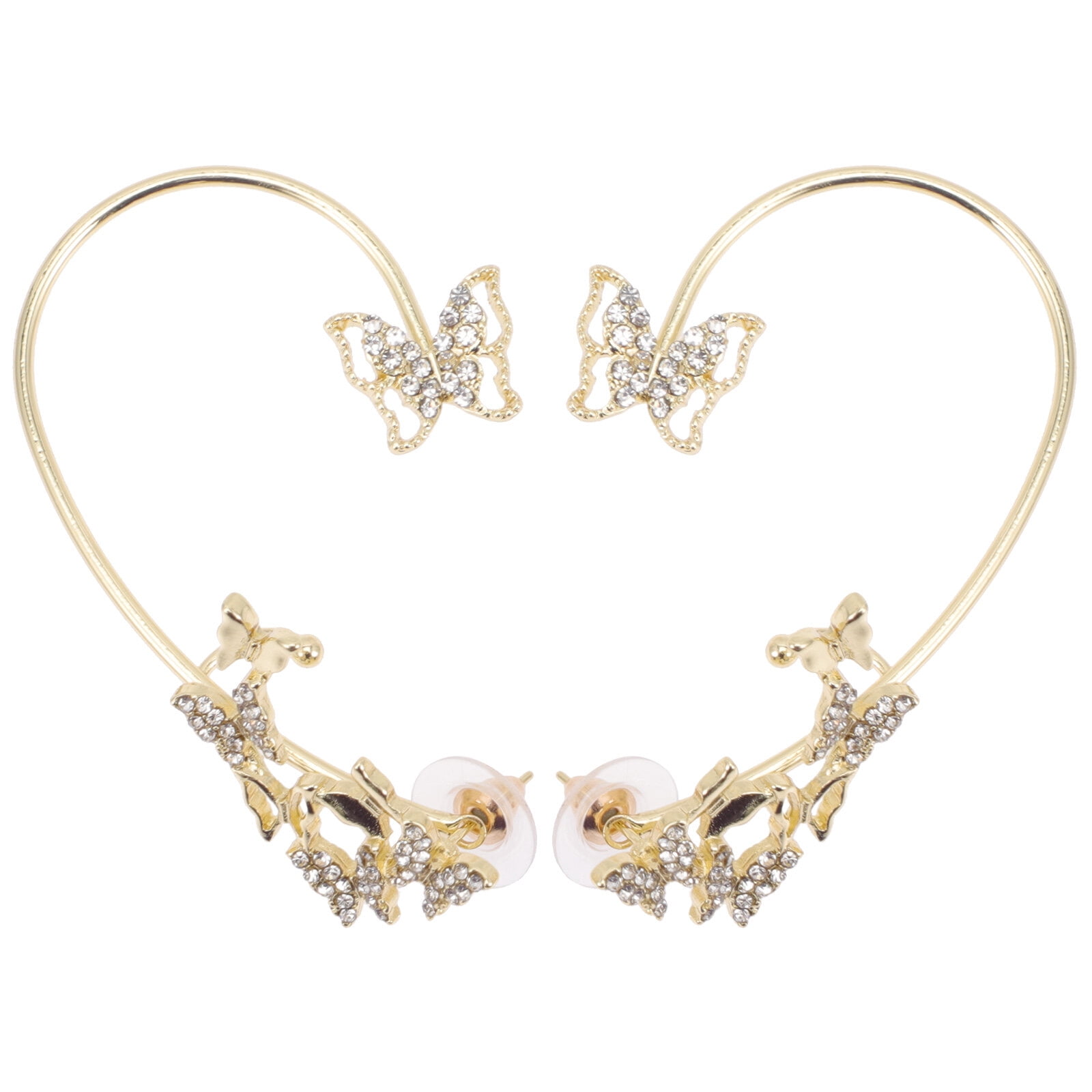 Butterflies ear cuff 2pcs Butterflies Ear Cuffs Rhinestone Earrings