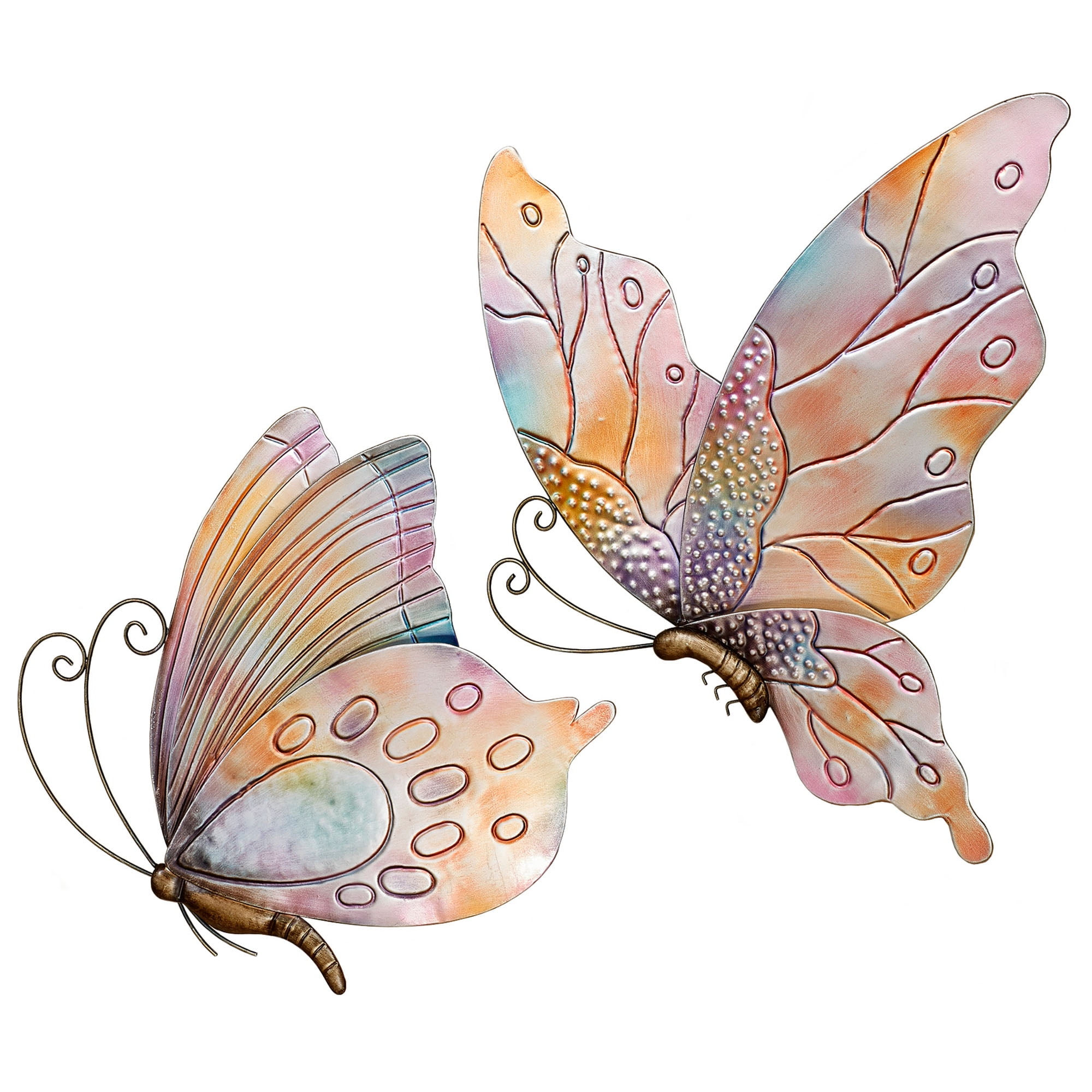 Pastel Butterfly Metal Wall Art Set of Two