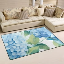 Butterflies in Hydrangea Area Floor Mats Non-Slip Rugs Soft Doormat 31 x 20 inch Carpet for Living Dining Room Bedroom Decorative