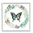thumbnail image 1 of Butterflies in Spring Botanical Wreathe Soft Green Animals & Insects Framed Art Print Wall Art, 17x17, 1 of 7