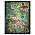 thumbnail image 1 of Butterflies in a Spring Field Modern Folk Art Art Print Framed Poster Wall Decor 12x16 inch, 1 of 5