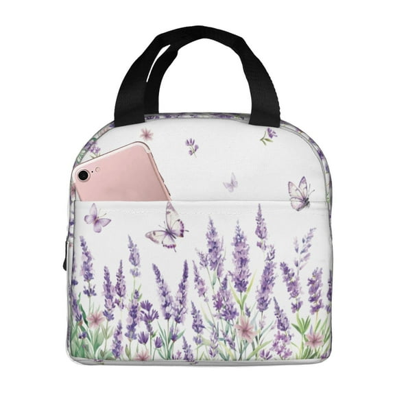 Butterflies lunch box lunch bag Portable Insulated Lunch Box for Women Men Cooler Tote Bag with Front Pocket for Work Picnic Travel