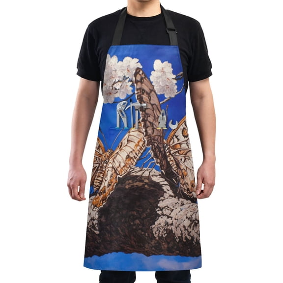 Butterflies on A Tree Branch Chef Kitchen Apron with Pockets for Women Waterproof Aprons for Cooking Baking