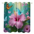 thumbnail image 1 of Butterflies on Pink Hibiscus Flowers 2 Panels Curtains for Bedroom Living Room Drapes Kitchen Window Curtain Home Decor, 1 of 6