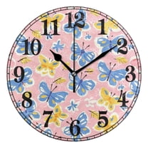 Butterflies on Pink Silent Wall Clock 10" Non-Ticking Battery Clock