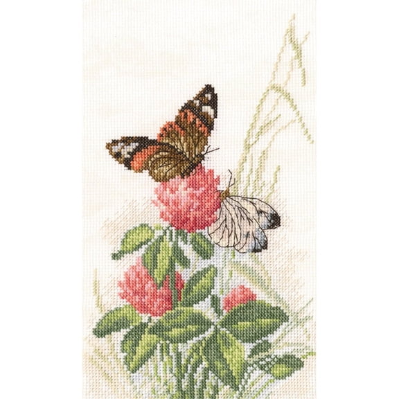 RTO 14 Count Butterflies on Clover Counted Cross Stitch Kit, 5.5 x 9
