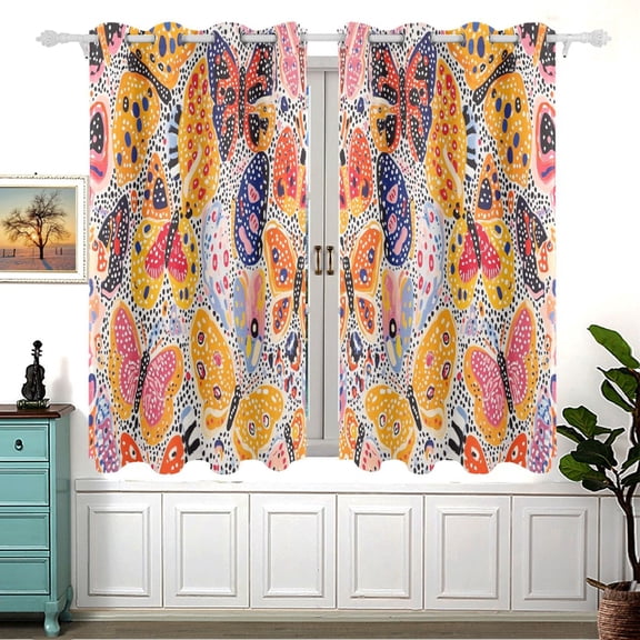 Butterflies with Bold Colors Blackout Curtains for Living Room Bedroom 55W x 54L Insulated Window Drapes 2 Panels