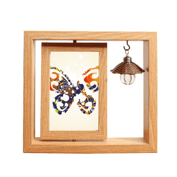 Butterflies with Floral Pattern Graffiti Wooden Rotating Picture Photo Frame 4x6