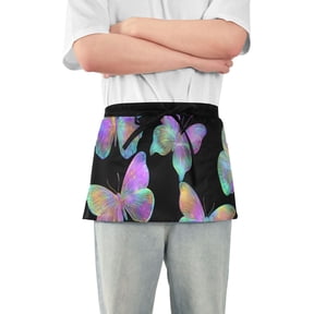 Butterflies with Gorgeous Color Short Server Apron with 3 Pockets for Unisex Chef Gardening