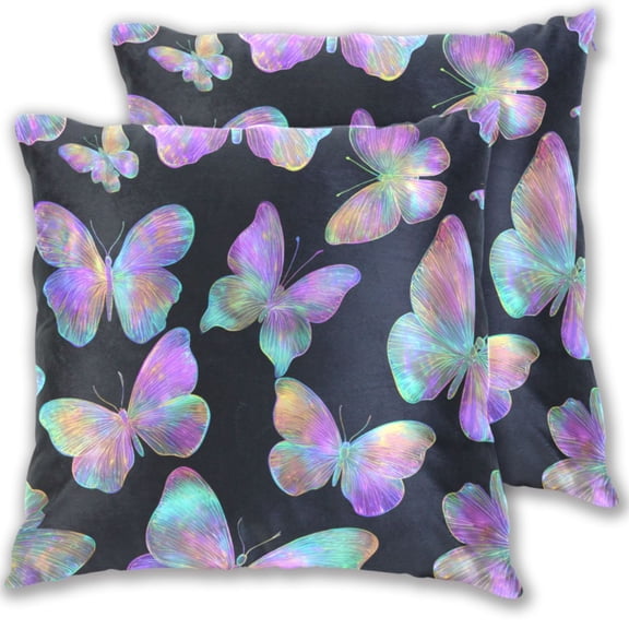 Butterflies with Gorgeous Color Throw Pillow Covers Pillowcases 18 x 18 Inch Home Decor 2 Packs for Bedroom Sofa