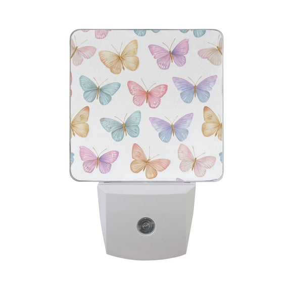 Butterflies with Mixture Color LED Night Light Sensor Lamp Plug-in Adjustable Brightness 2 Pack