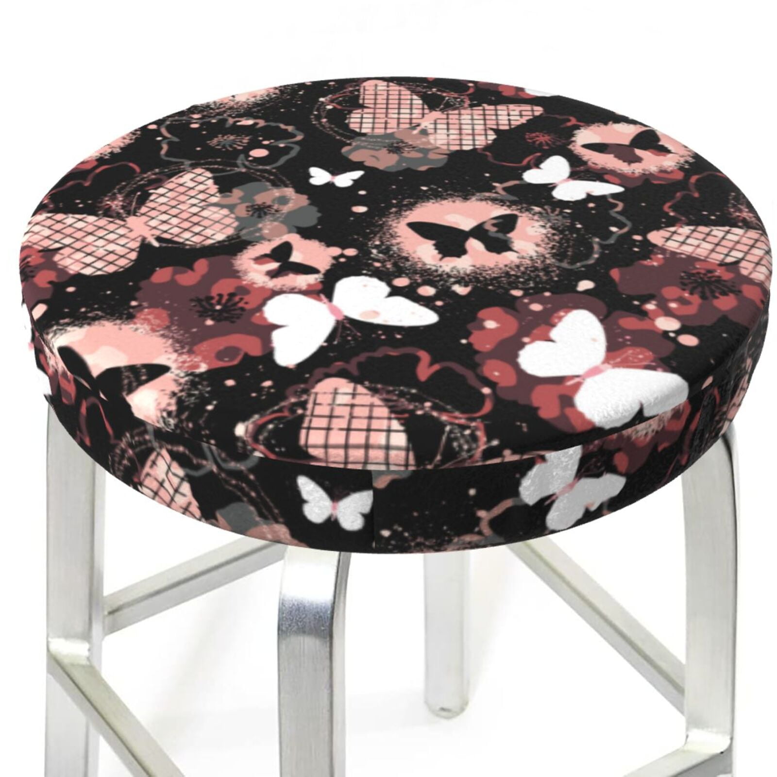 Butterflies1 Round Bar Stool Seat Covers, Elastic Round Chair Cover ...