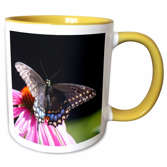 3drose, Butterfly, 11oz Two-tone Yellow Mug