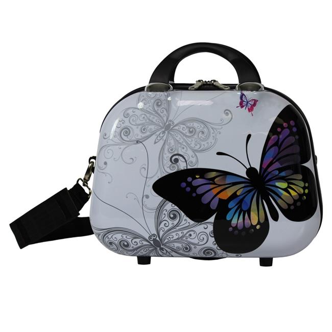 Butterfly 13Inch Hardside Cosmetic Case Shoulder Tote