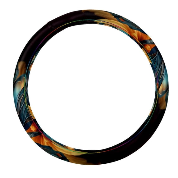 Butterfly 14.5 Inch Printing PVC Leather Car Steering Wheel Cover Auto Accessories