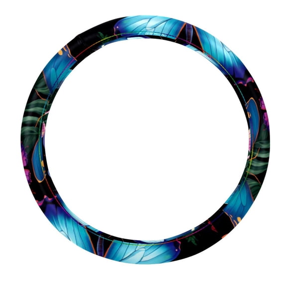 Butterfly 14.5 Inch Printing PVC Leather Car Wheel Cover: Auto Accessories Steering Wheel Covers