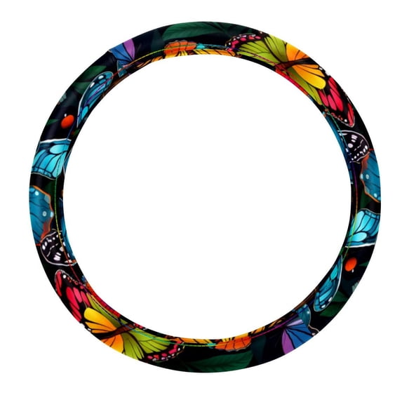 Butterfly 14.5 Inch Printing PVC Leather Car Wheel Cover Auto Accessories Steering Wheel Covers