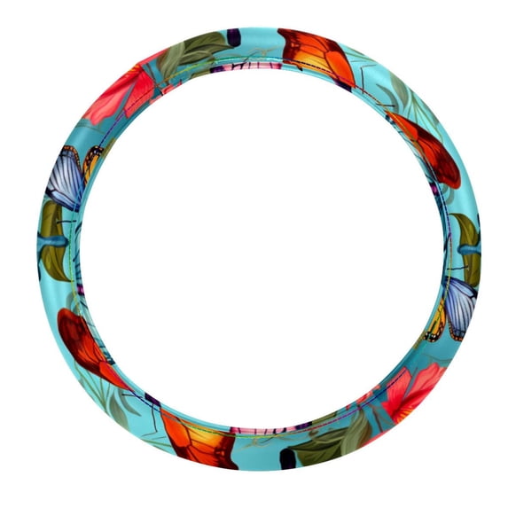 Butterfly 14.5 Inch Printing PVC Leather Car Wheel Cover Auto Accessories