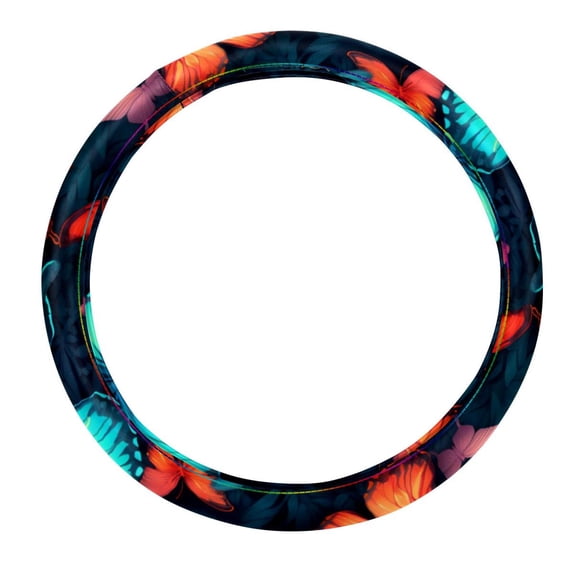 Butterfly 14.5 Inch Printing PVC Leather Steering Wheel Cover Auto Accessories