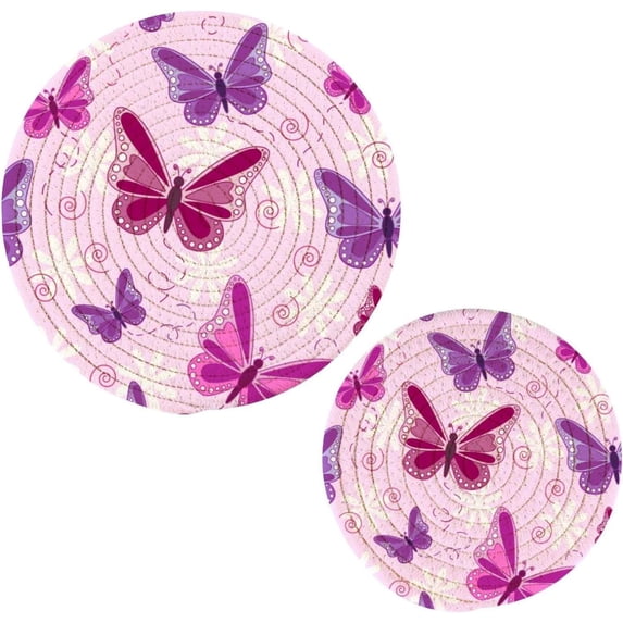 Butterfly 2 Pack Pot Holders Trivets, Heat Resistant Hot Pads for Kitchen Table Decoration Trivets for Hot Dishes/Pot/Bowl/Teapot/Kitchen Hot Pads Trivets, 7" + 9.45"