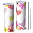 thumbnail image 1 of Butterfly 20 Oz Stainless Steel Skinny Tumbler – Vacuum Insulated Slim Travel Cup with Lid & Stainless Steel Straw, 360° Full Wrap Printed Tumbler for Home, Office & Outdoor Use, Spring, 1 of 6