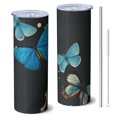 thumbnail image 1 of Butterfly 20 Oz Stainless Steel Skinny Tumbler – Vacuum Insulated Slim Travel Cup with Lid & Stainless Steel Straw, 360° Full Wrap Printed Tumbler for Home, Office & Outdoor Use, Spring, 1 of 6