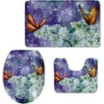 thumbnail image 1 of Butterfly 3 Piece Bathroom Rug Set Non-Slip Absorbent Bath Mat Contour and Toilet Cover, 1 of 5