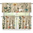 thumbnail image 1 of Butterfly 3 Piece Kitchen Curtains and Valances Set Floral Farmhouse Washable Rod Pocket Kitchen Curtain Set 36 Inches, Kitchen Window Curtains Set European Style Curtains for Cafe, 1 of 5